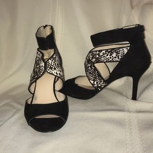 Nine West Black Suede/Animal Print Pumps 7.5